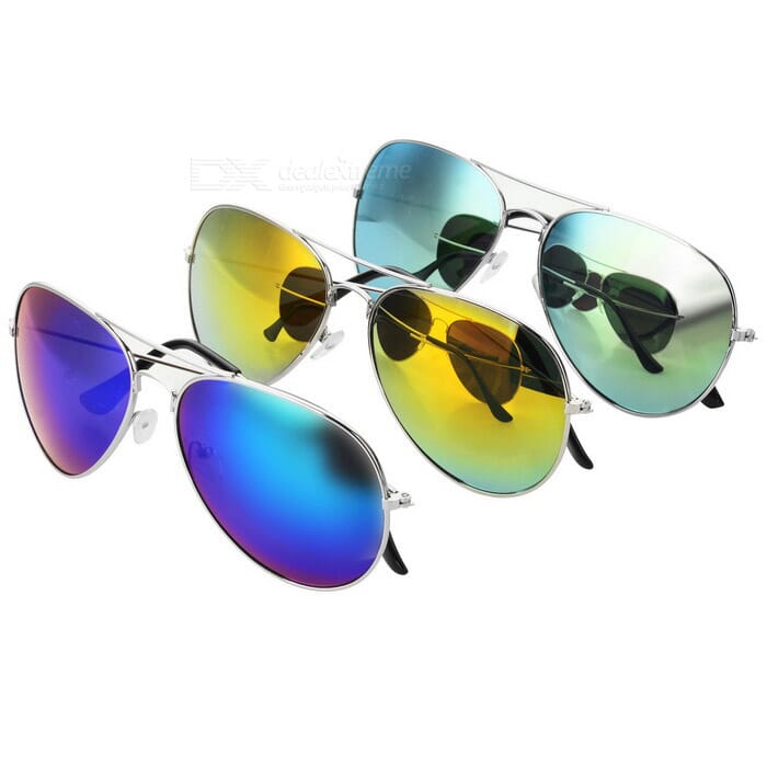 26% OFF Stylish Sunblock Sunglasses Goggles – Green + Blue + Red (3 PCS)
